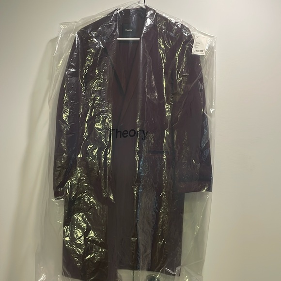 THEORY long Double-faced Essential Coat in color Dark Currant Bordeaux XS - Picture 2 of 5